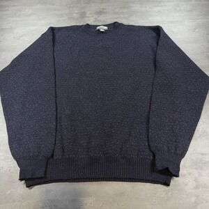 Vintage Woolmark Sweater Mens XL Navy Blue Polka Dot Rainbow 80s Preppy Minimal